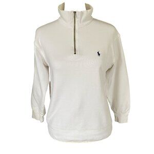 Polo Ralph Lauren women's small 8/10 white quarter zip long sleeve polo shirt
